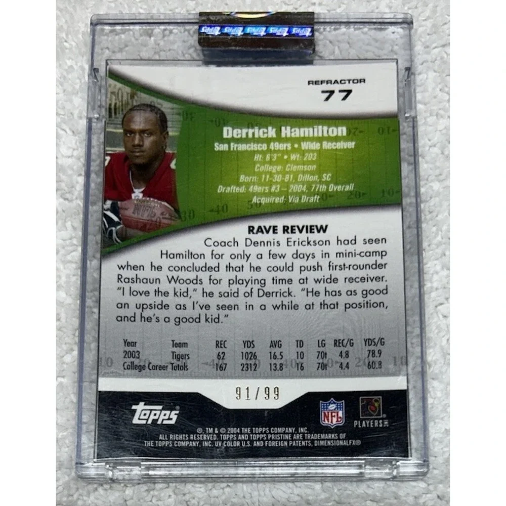 Topps Refractor Derrick Hamilton #77 2004 Sealed /99 Sports Card